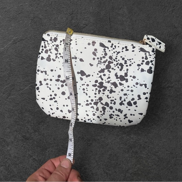 White and brown speckled  small bag with zipper - Picture 5 of 5